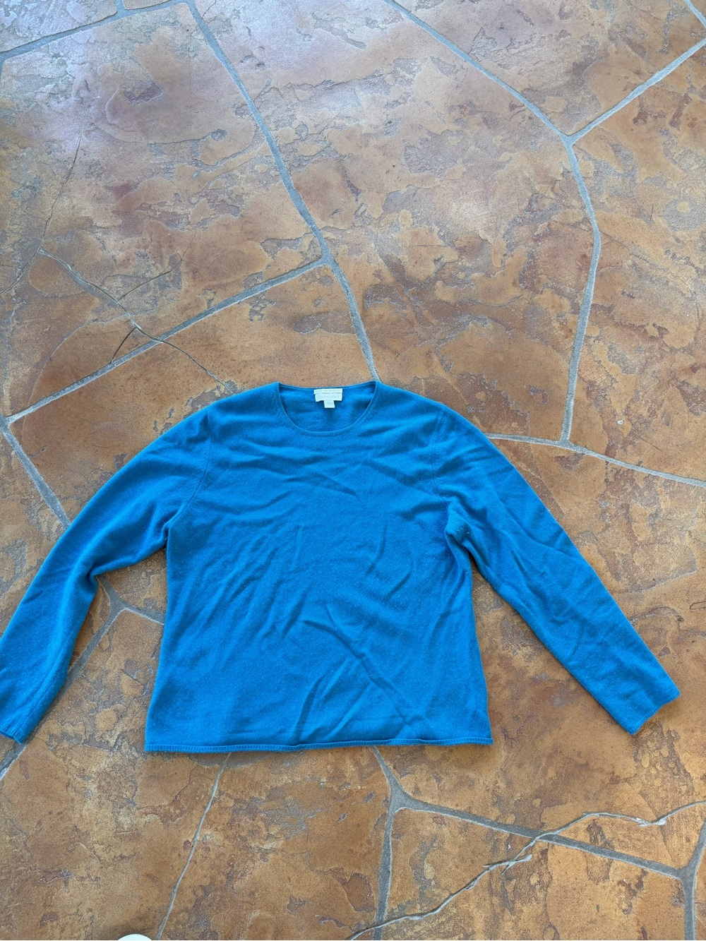 Charter Club 2-Ply 100% Cashmere Blue Knit Pullover Sweater Crew Neck Women L